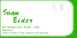 ivan bider business card